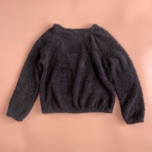 Kids black Sherpa crewneck sweatshirt
